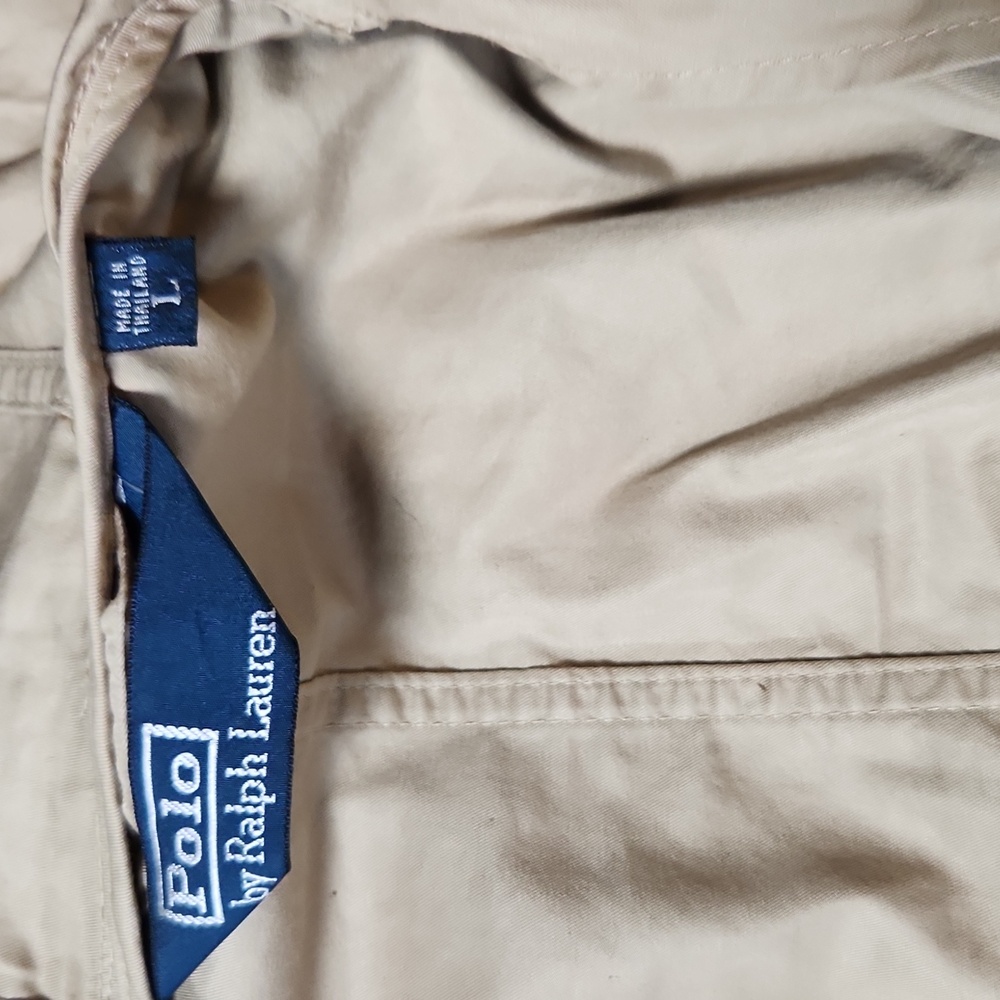 Rare Vintage Polo Ralph Lauren Canvas Beige Hooded Windbreaker - Picture 2 of 9
